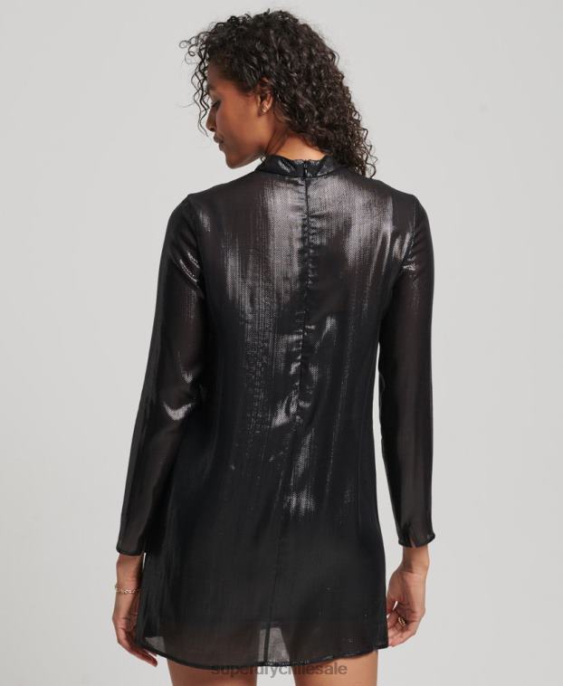 mujer Superdry negro vestido brillante de studios 2R68Z2437
