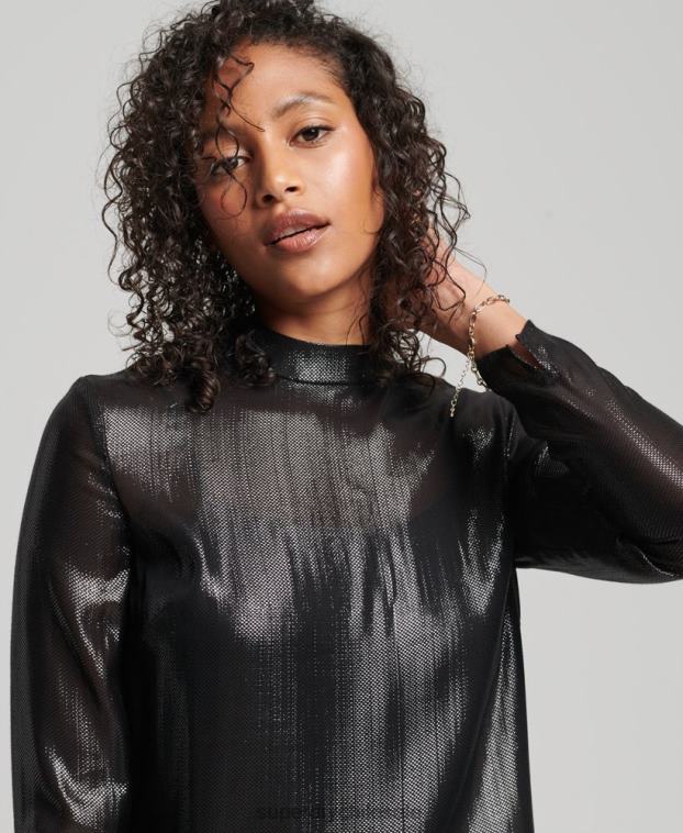 mujer Superdry negro vestido brillante de studios 2R68Z2437