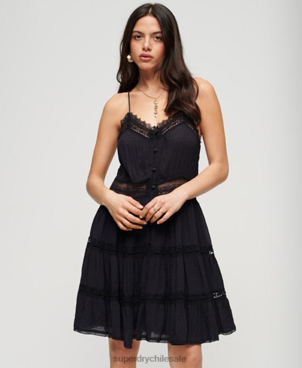 mujer Superdry negro vestido camisero alana 2R68Z2398