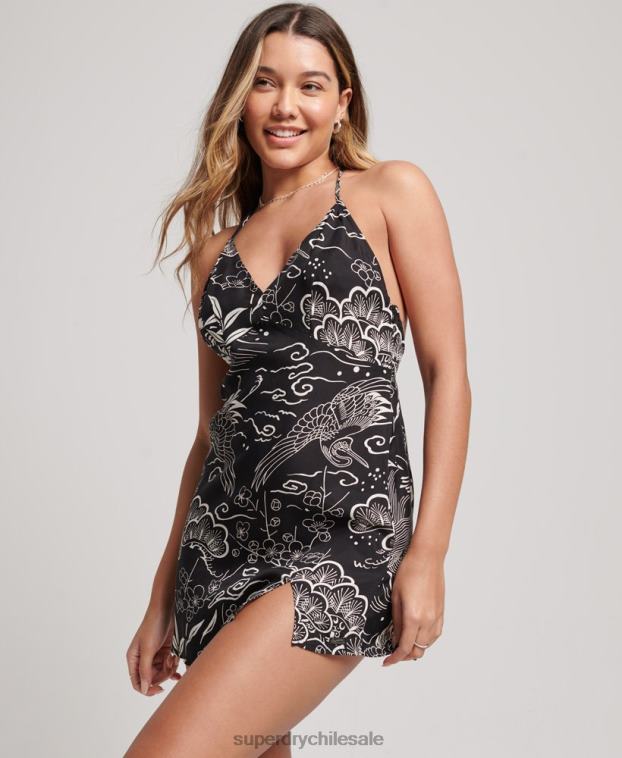 mujer Superdry negro vestido corto estampado 2R68Z2382