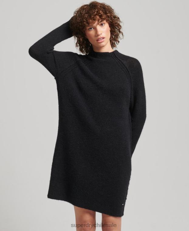 mujer Superdry negro vestido de cuello alto 2R68Z2459