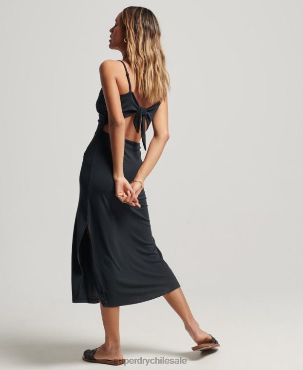 mujer Superdry negro vestido de punto con espalda abierta 2R68Z2358