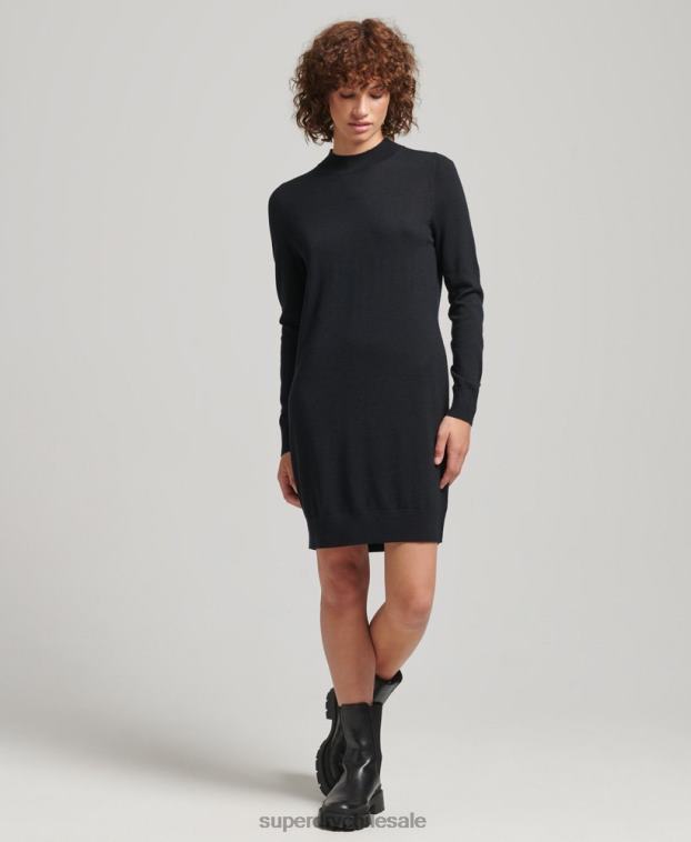 mujer Superdry negro vestido de punto merino 2R68Z2508