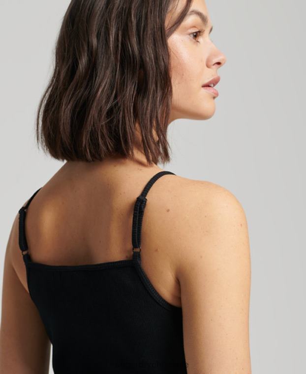 mujer Superdry negro vestido esencial de tirantes 2R68Z2536