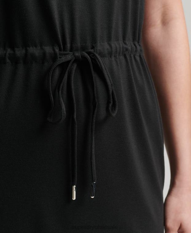 mujer Superdry negro vestido estilo camiseta con cordones 2R68Z2511
