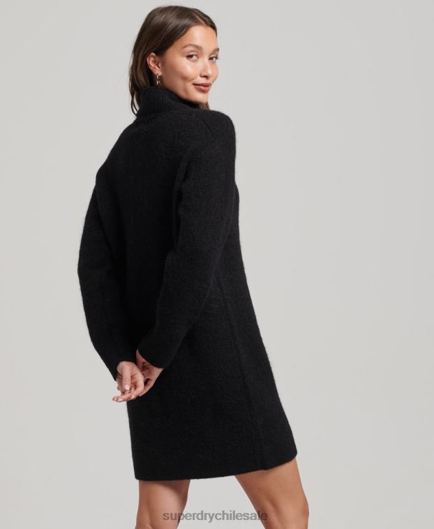 mujer Superdry negro vestido estilo jersey tejido con cuello vuelto 2R68Z2495