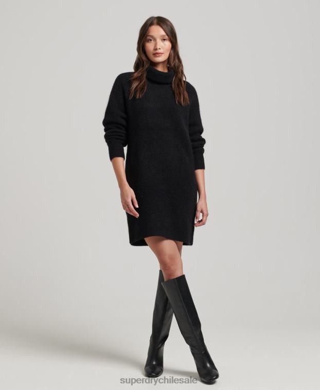 mujer Superdry negro vestido estilo jersey tejido con cuello vuelto 2R68Z2495