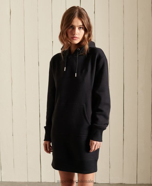 mujer Superdry negro vestido estilo sudadera con logo bordado 2R68Z2532
