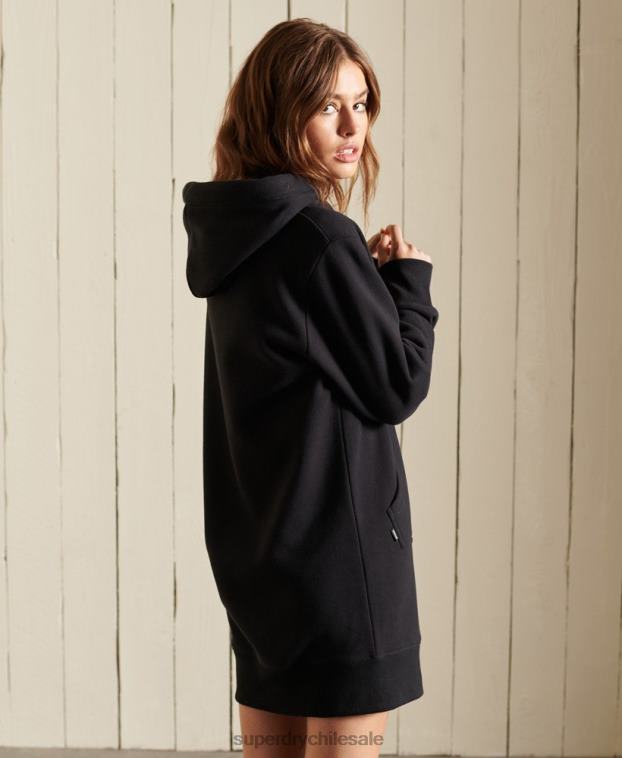 mujer Superdry negro vestido estilo sudadera con logo bordado 2R68Z2532