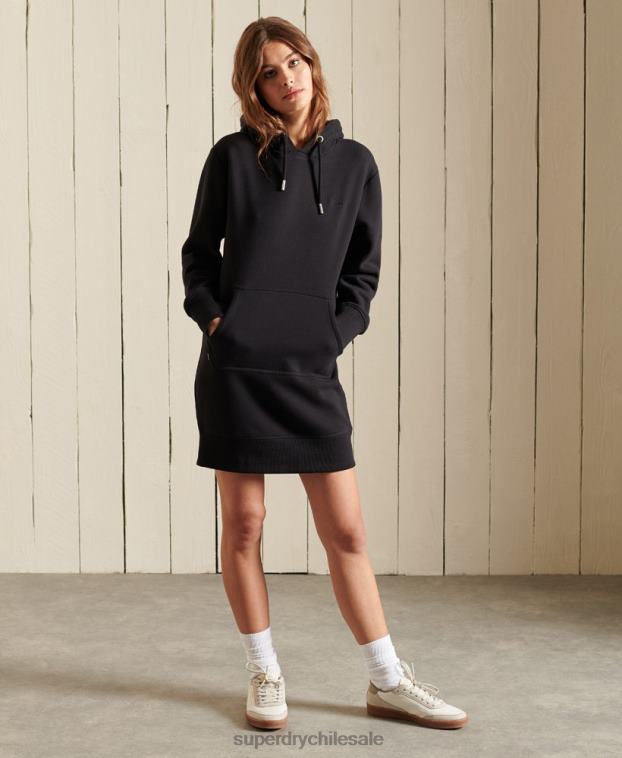 mujer Superdry negro vestido estilo sudadera con logo bordado 2R68Z2532