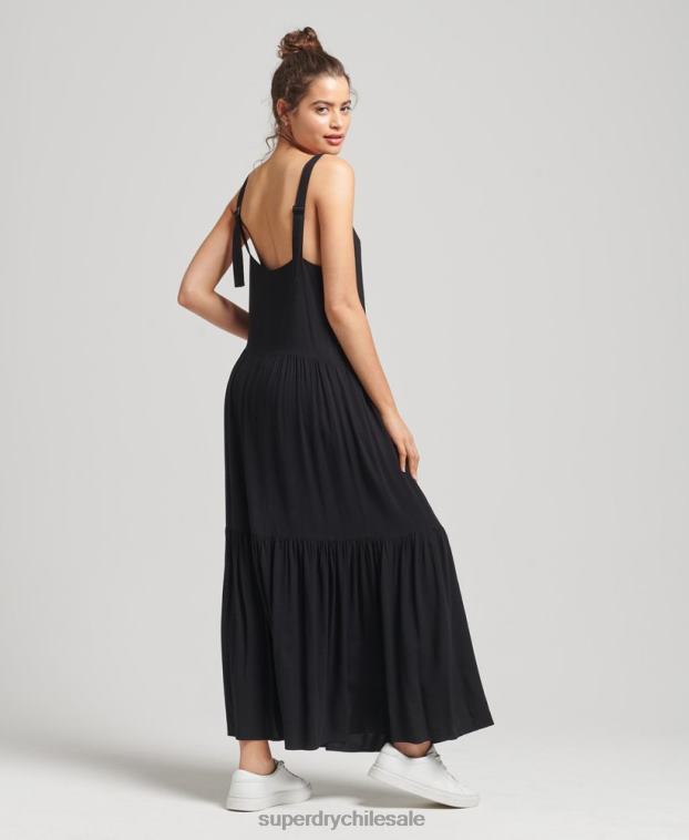 mujer Superdry negro vestido largo tejido Studios 2R68Z2525
