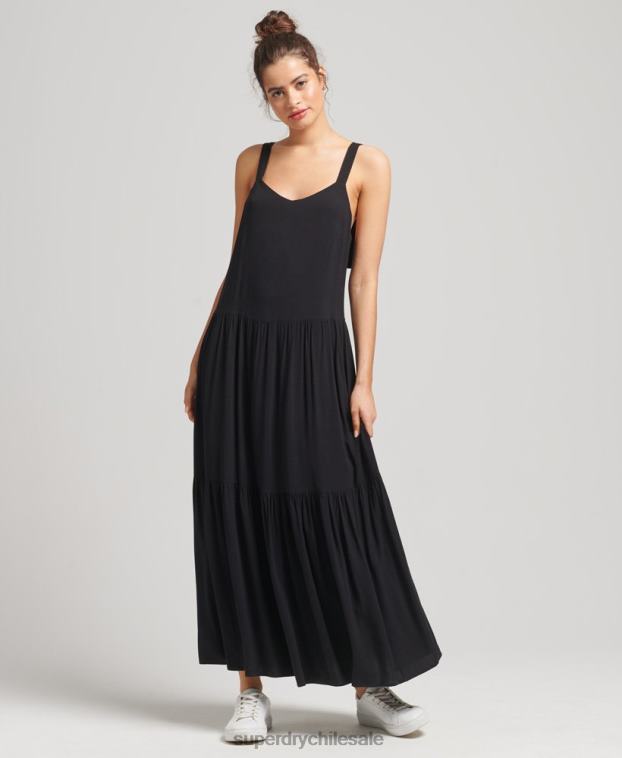 mujer Superdry negro vestido largo tejido Studios 2R68Z2525
