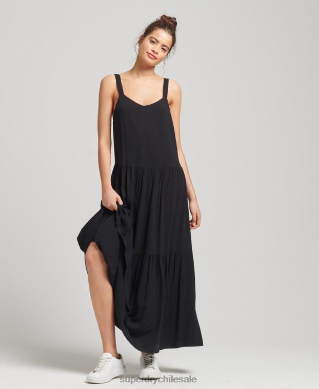 mujer Superdry negro vestido largo tejido Studios 2R68Z2525