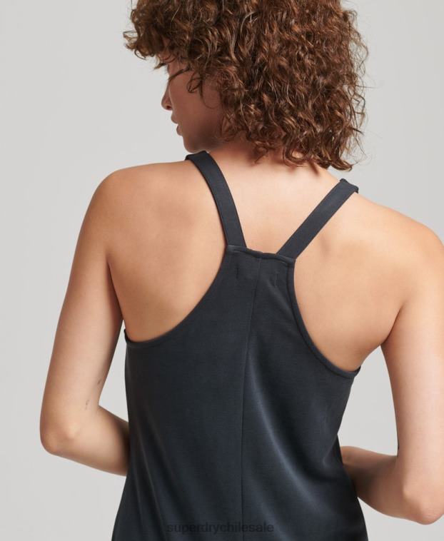mujer Superdry negro vestido midi con tirantes en la espalda 2R68Z6735