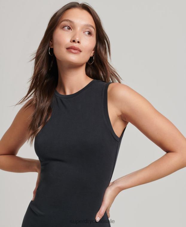 mujer Superdry negro vestido midi de punto con detalle en la espalda 2R68Z2518