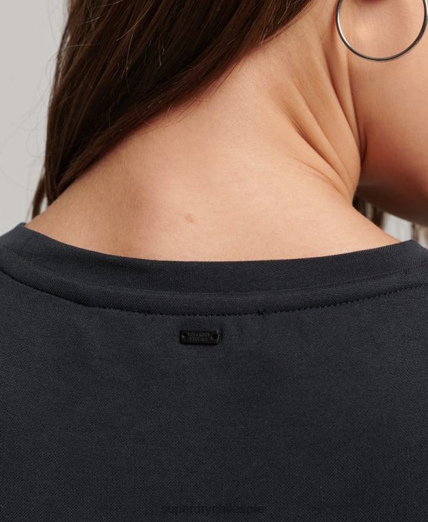 mujer Superdry negro vestido midi de punto con detalle en la espalda 2R68Z2518