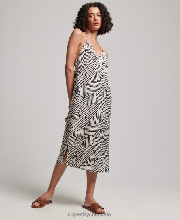 mujer Superdry negro vestido midi estampado 2R68Z2322