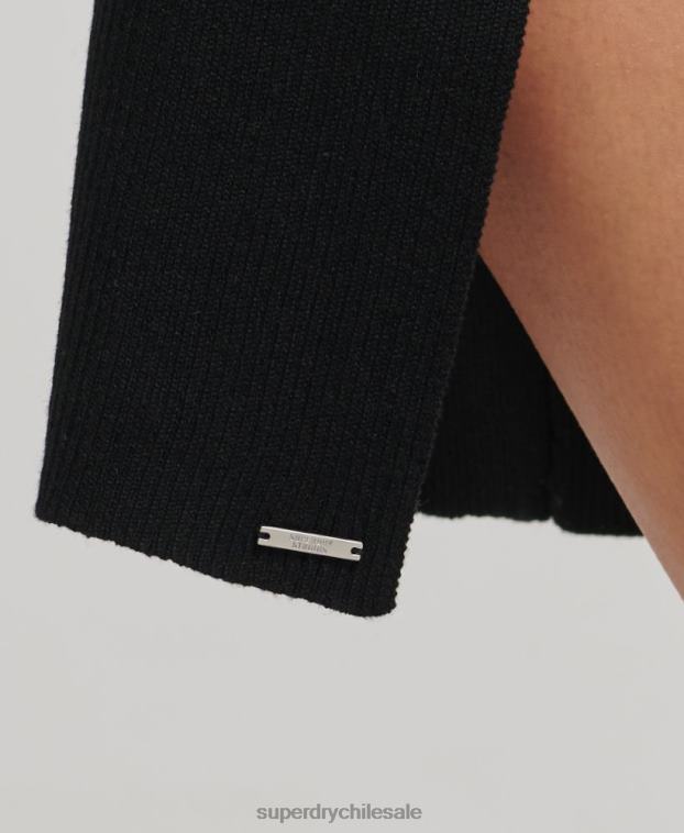 mujer Superdry negro vestido midi tejido sin espalda 2R68Z6662