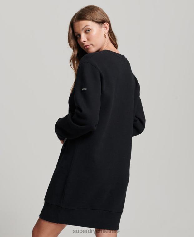 mujer Superdry negro vestido sudadera folk nómada 2R68Z2542