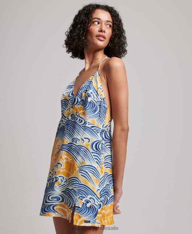 mujer Superdry oro vestido corto estampado 2R68Z2405