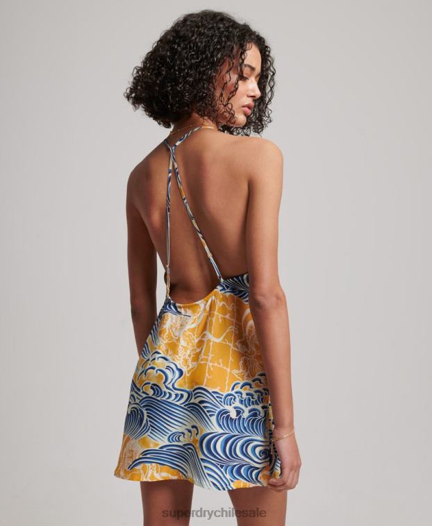 mujer Superdry oro vestido corto estampado 2R68Z2405
