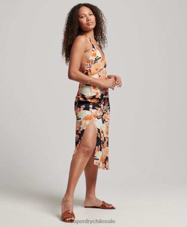 mujer Superdry oro vestido midi estampado 2R68Z2369