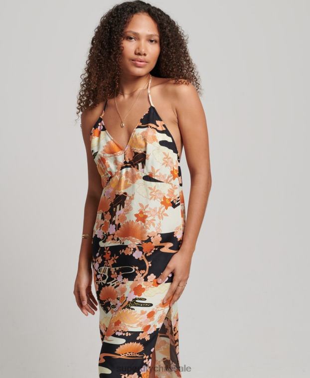 mujer Superdry oro vestido midi estampado 2R68Z2369