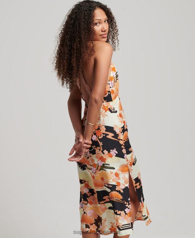 mujer Superdry oro vestido midi estampado 2R68Z2369