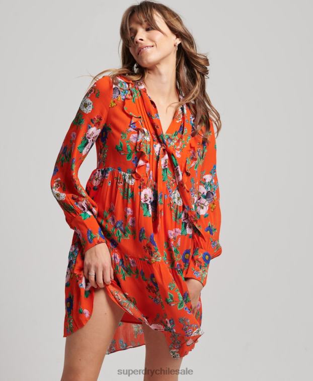 mujer Superdry rojo mini vestido de estudios fuera de servicio 2R68Z2484