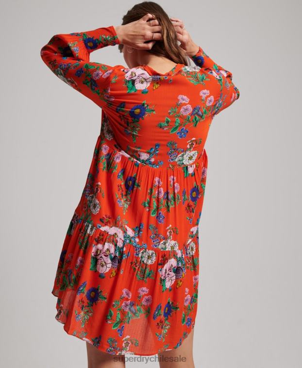 mujer Superdry rojo mini vestido de estudios fuera de servicio 2R68Z2484