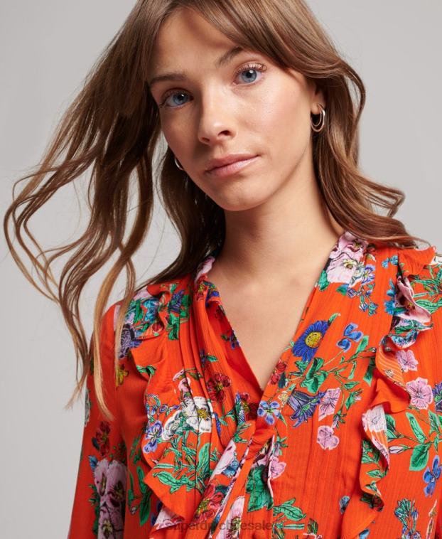 mujer Superdry rojo mini vestido de estudios fuera de servicio 2R68Z2484