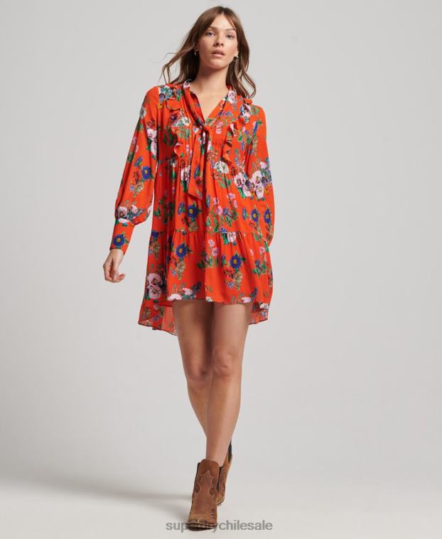 mujer Superdry rojo mini vestido de estudios fuera de servicio 2R68Z2484