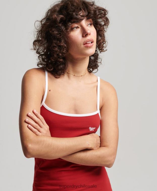mujer Superdry rojo vestido camisero de punto vintage 2R68Z2507