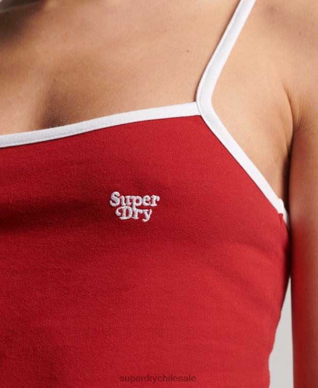 mujer Superdry rojo vestido camisero de punto vintage 2R68Z2507