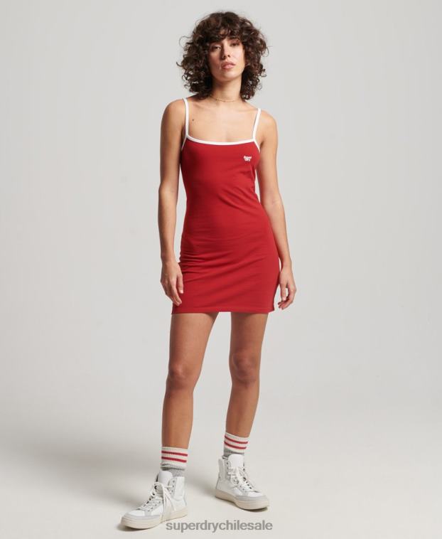mujer Superdry rojo vestido camisero de punto vintage 2R68Z2507