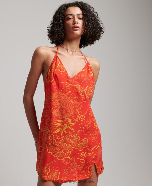 mujer Superdry rojo vestido corto estampado 2R68Z2478