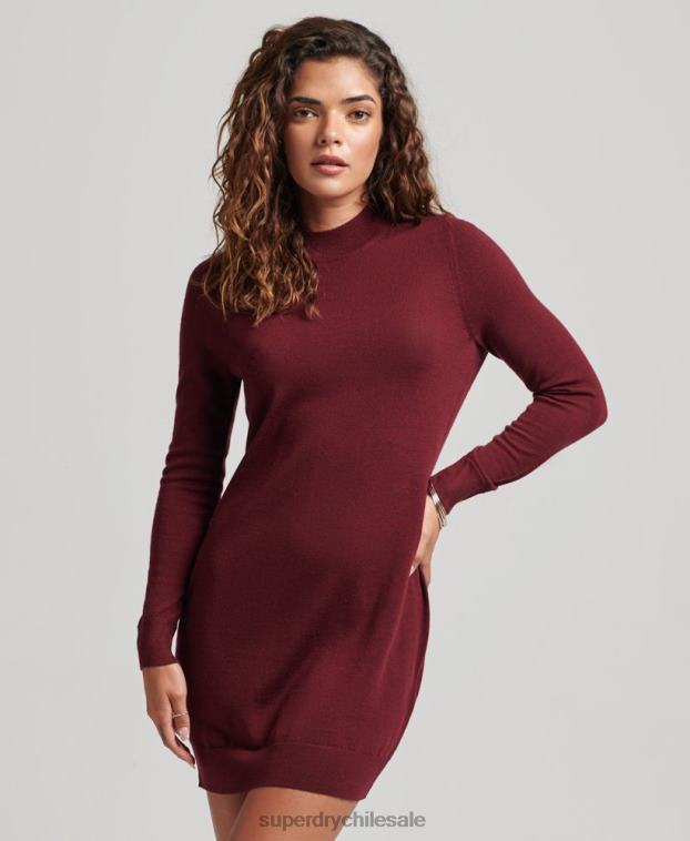 mujer Superdry rojo vestido de punto merino 2R68Z2483