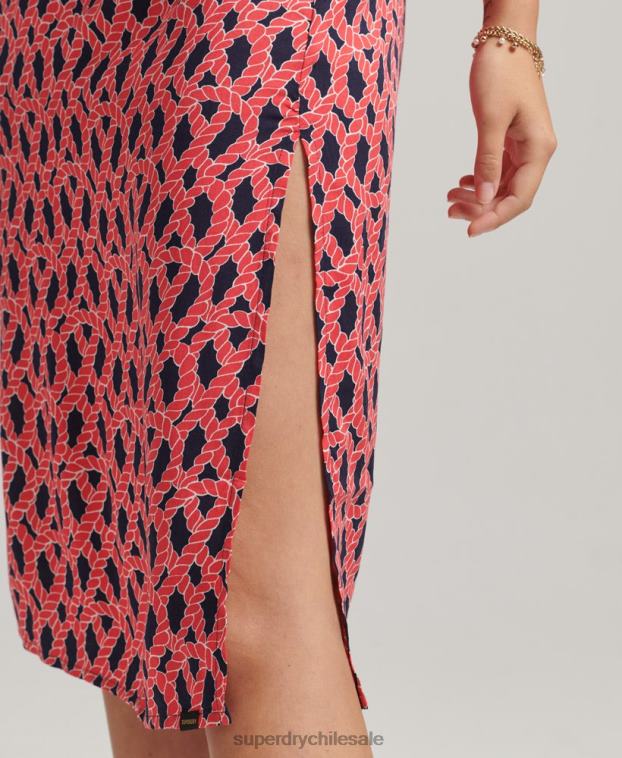 mujer Superdry rojo vestido de tiras de tirantes vintage 2R68Z2396