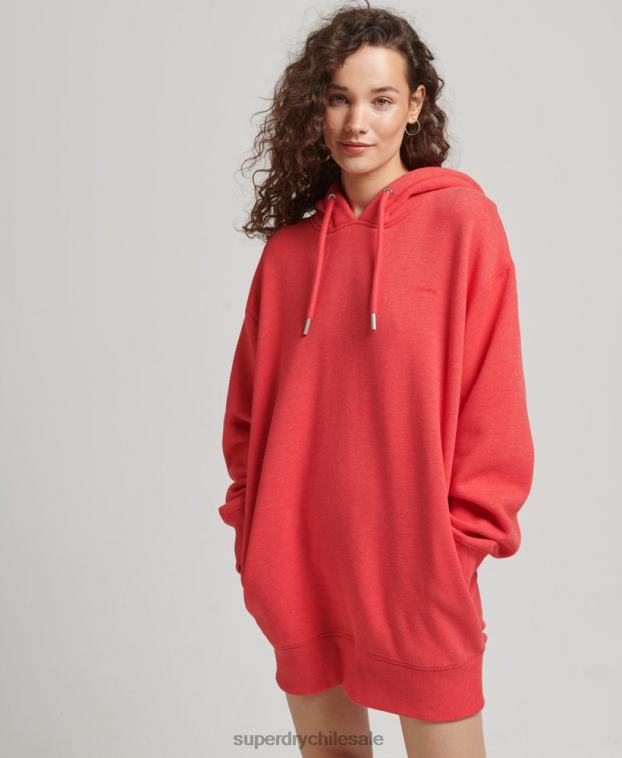 mujer Superdry rojo vestido estilo sudadera de algodón orgánico con logo bordado 2R68Z2462