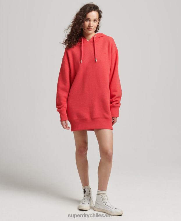 mujer Superdry rojo vestido estilo sudadera de algodón orgánico con logo bordado 2R68Z2462