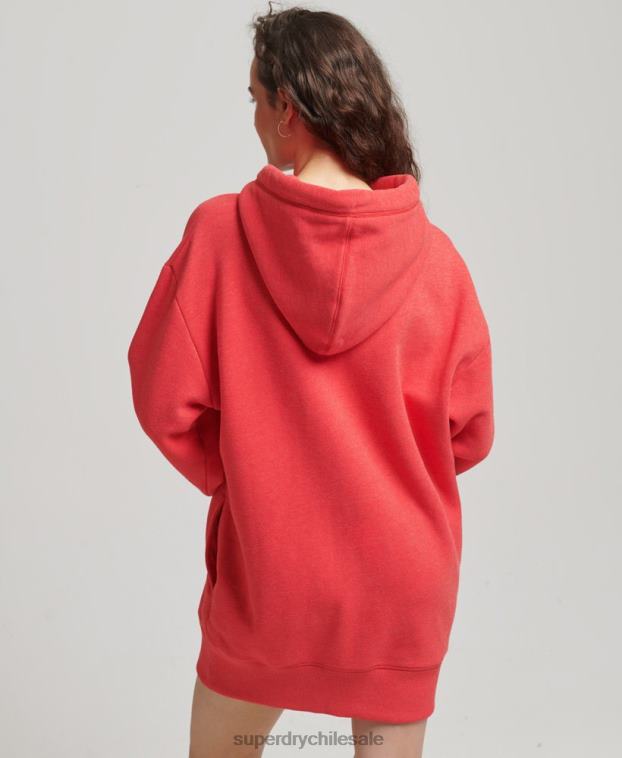 mujer Superdry rojo vestido estilo sudadera de algodón orgánico con logo bordado 2R68Z2462