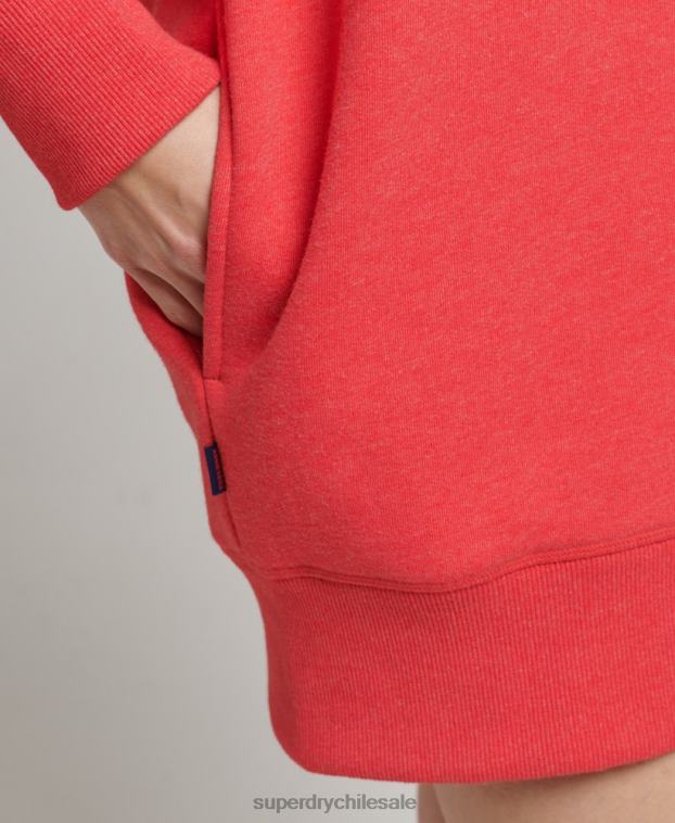 mujer Superdry rojo vestido estilo sudadera de algodón orgánico con logo bordado 2R68Z2462