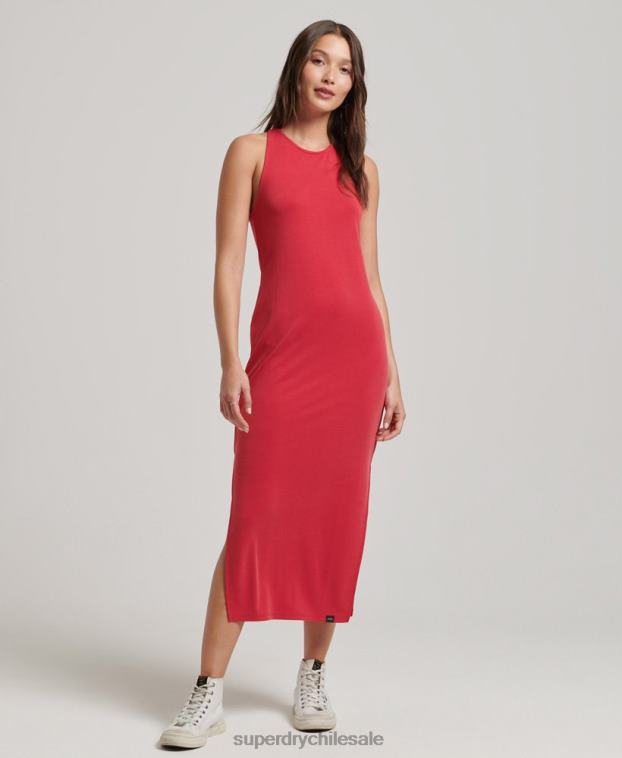 mujer Superdry rojo vestido midi con tirantes en la espalda 2R68Z2552