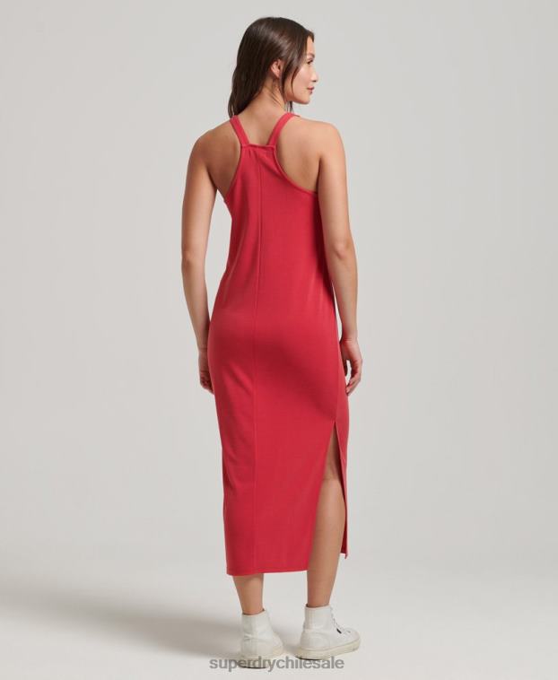 mujer Superdry rojo vestido midi con tirantes en la espalda 2R68Z2552