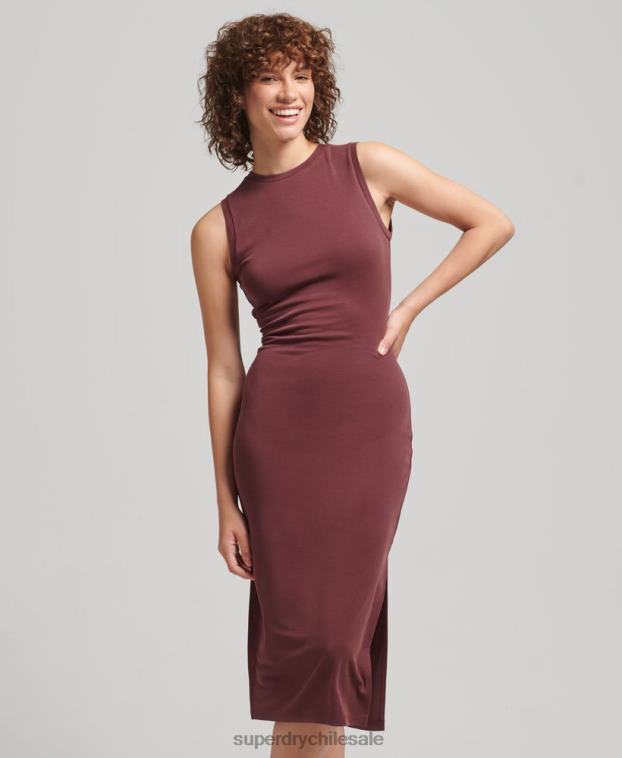 mujer Superdry rojo vestido midi de punto con detalle en la espalda 2R68Z2491