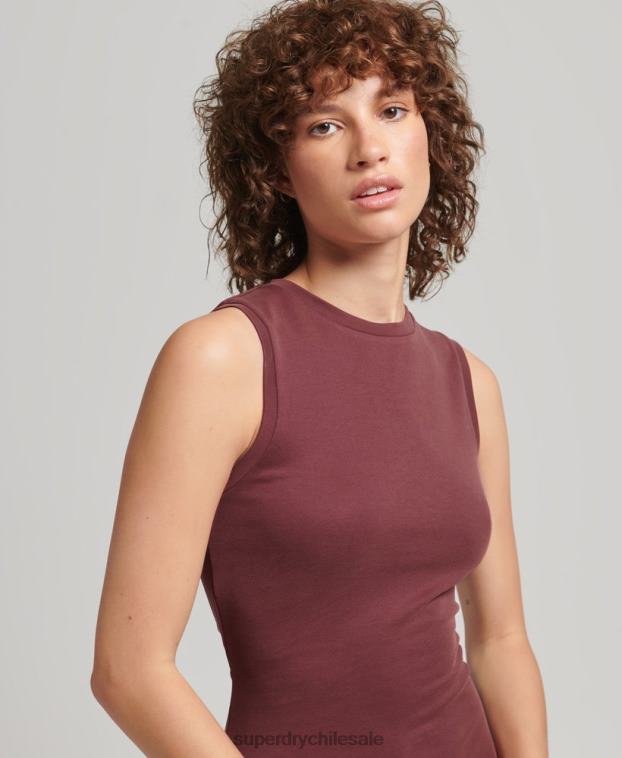 mujer Superdry rojo vestido midi de punto con detalle en la espalda 2R68Z2491