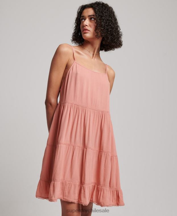 mujer Superdry rosa mini vestido camisero de playa 2R68Z2379