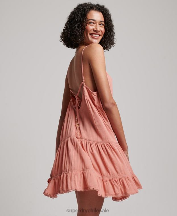 mujer Superdry rosa mini vestido camisero de playa 2R68Z2379