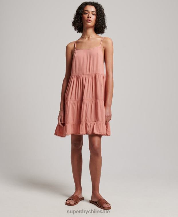 mujer Superdry rosa mini vestido camisero de playa 2R68Z2379