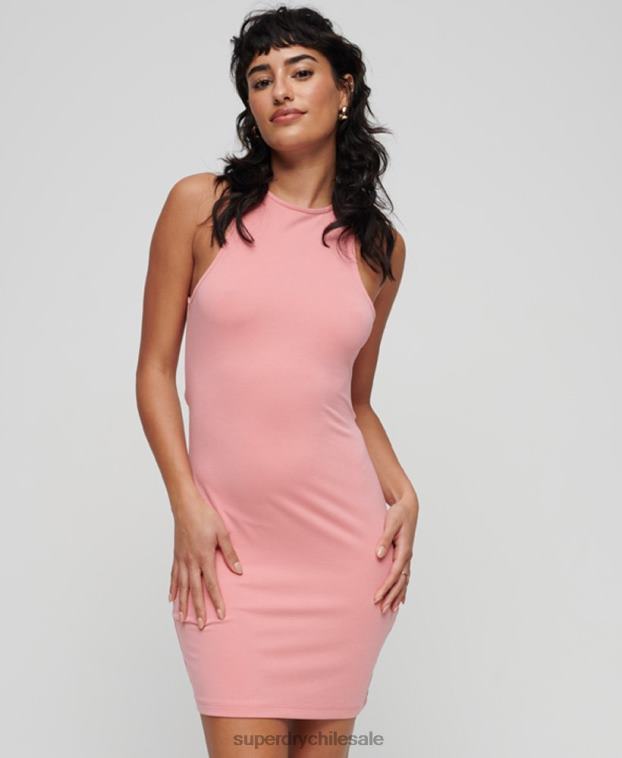 mujer Superdry rosa vestido corto con espalda cruzada 2R68Z2356